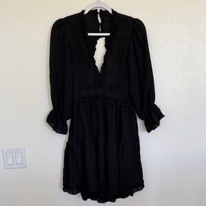 SHEIN Black Ruffle Long Sleeve Dress